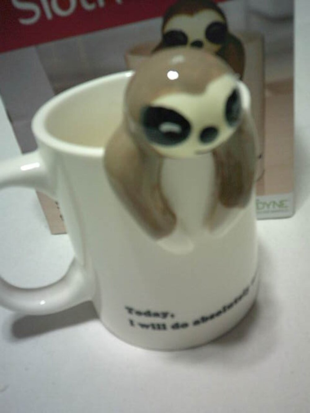 NIB SLOTH MUG CUP 12 OZ "TODAY I WILL DO ABSOLUTELY NOTHING" DECODYNE MICRO SAFE